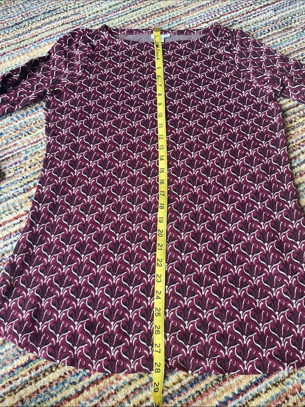 J Jill Ponte Tunic with Burgundy and Black Pattern M - Picture 6 of 11